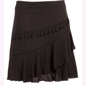 NWT Coline black ruffle skirt with tassels